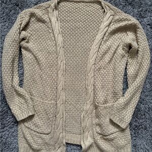 Cozy Beige Knit Cardigan Sweater